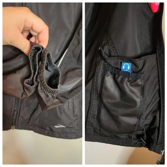 Brooks black running jacket.  Shelter technology.  Full zip.  Women's medium - Picture 9 of 16
